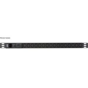 Aten 0U 16-port Basic PDU with Surge Protection, 100-240VAC, 16AMax, 50-60Hz, 16 x IEC C13, Overcurrent Protection, Aluminum material