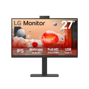 LG 27' Full HD IPS Monitor, 1920x1080, Webcam, 100 Hz, 5ms, USB‑C (PD 90W) + RJ45,  sRGB 99% (CIE1931), adjustable stand (tilt/height/swivel/pivot)