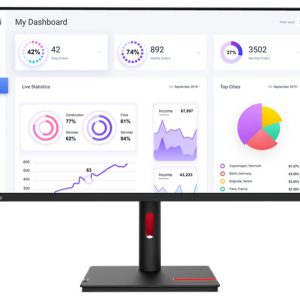 LENOVO ThinkVision T32p-30 31.5'/32' UHD Monitor IPS 4K 3840x2160 16:9 Height Adjustable Tilt Swivel Pivot DP HDMI USB-C 9 Hub 0W PD RJ45 4xUSB3 VESA