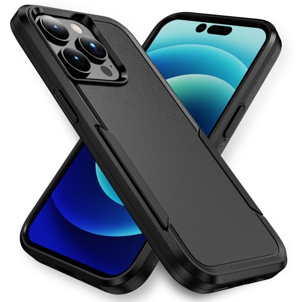 Phonix Apple iPhone 14 Pro Max Armor Light Case Black - Two Tough Layers, Port Covers, No Slip Grippy Edges, Durable, Rugged, Sleek, Pocket Fit