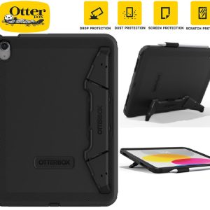 OtterBox Defender Apple iPad (10.9') (10th Gen) Case with Screen Protection Black -  No Retail Packaging (77-90433), Pencil Holder, Kickstand