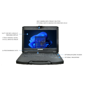 DURABOOK S14I, 14' Sunlight Readable Full HD (1000 nits), Intel® Core™ Ultra 5 125U, Windows 11, 16GB RAM, 512GB PCIe SSD,Wi-Fi 7,  3 year Warranty