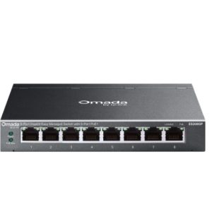 TP-Link ES208GP  Omada 8-Port Gigabit Easy Managed Switch with 8-Port PoE+, 8× Gigabit PoE+ Ports , 802.3at/af, 64 W PoE Power,  Desktop Steel Case an