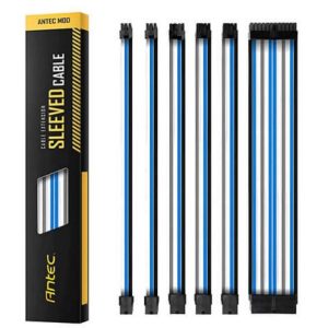 (LSAntec PSU -  Sleeved Extension Cable Kit V2 - Blue / White / Black . 24PIN ATX, 4+4 EPS, 8PIN PCI-E, 6PIN PCI-E, Compatible with Standard PSU