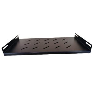 LDR Fixed 1U 350mm Deep Shelf Recommended for 19' 600mm Deep Cabinet - Black Metal Construction