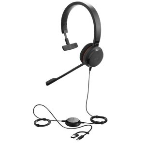 Jabra Evolve 30 II, USB C/A Mono MS Headset, Great calls and music, Plug-and-play connectivity, Manage calls easily, Flexible connectivity via 3.5 mm