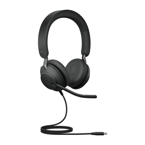 Jabra Evolve2 40 SE Wired USB-C UC Stereo Headset, 360° BusyLight, Noise Isolationg Ear Cushions, 2Yr Warranty, Plug-and-play, 3-Microphone Technology