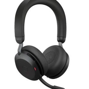Jabra Evolve2 75 USB-A Link380a MS Stereo Black, 8-Mic Technology, 36 Hours Battery & Fast Charge, Dual-Foam Tech, Discreet Hide-Away Boom Arm