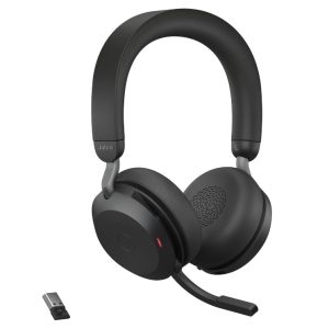 Jabra Evolve2 75 USB-C Link380a UC Stereo Black, 8-Mic Technology, 36 Hours Battery & Fast Charge, Dual-Foam Tech, Discreet Hide-Away Boom Arm