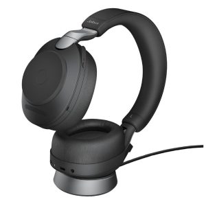 Jabra Evolve2 85 UC Stereo Black Link 380 USB-A and Charging Stand USB-A ANC Bluetooth Headset, 10-Microphone Technology, Digital Hybrid ANC