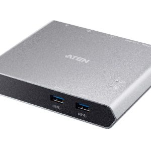 Aten Sharing Switch 2x2 USB-C, 2x Devices, 2x USB 3.2 Gen2 Ports, Power Passthrough, Remote Port Selector, Plug and Play
