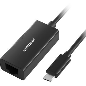 mbeat®  USB-C Gigabit Ethernet Adapter - Black Fast and secure RJ45, up to 1000Mbps speed. Plug-and-play Compact and lightweigh Weight: 23g