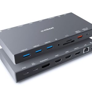 mbeat® 15-in-1 Triple Display USB-C Docking Station 2x HDMI 1x DP 1x 100W PD 3.0 1x USB-C 3.1 Gen2 3x USB 3.0 1x USB 3.1 Gen2 MicroSD/SD Card 1x 1Gb