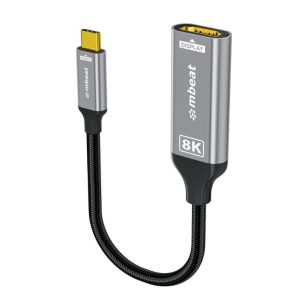 mbeat® Tough Link 8K USB-C to HDMI Adapter - Space Grey Up to 48Gbps (HDMI 2.1) Up to 8K (7680 x 4320) @60Hz