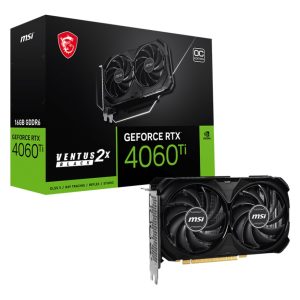 MSI nVidia GeForce RTX 4060 Ti VENTUS 2X BLACK 16G OC Video Card  2610 MHz Boost Clock, 16GB GDDR6,DisplayPort x 3 (v1.4a),HDMI x 1